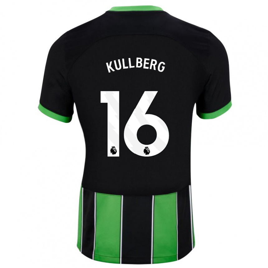 Herren Fußball Emma Nanny Charlotte Kullberg #16 Schwarz Grün Auswärtstrikot Trikot 2023/24 T-Shirt Luxemburg