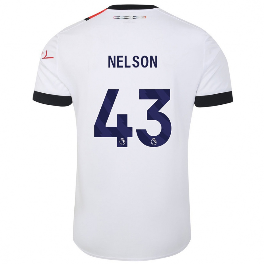 Herren Fußball Zack Nelson #43 Weiß Auswärtstrikot Trikot 2023/24 T-Shirt Luxemburg