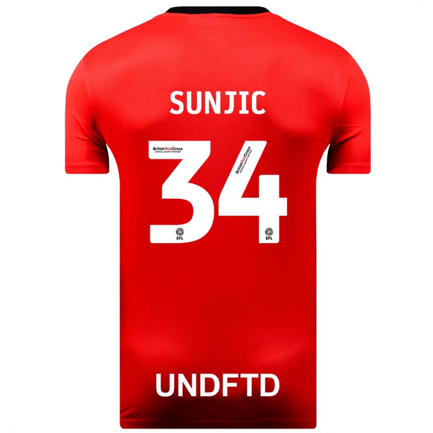 Herren Fußball Ivan Sunjic #34 Rot Auswärtstrikot Trikot 2023/24 T-Shirt Luxemburg