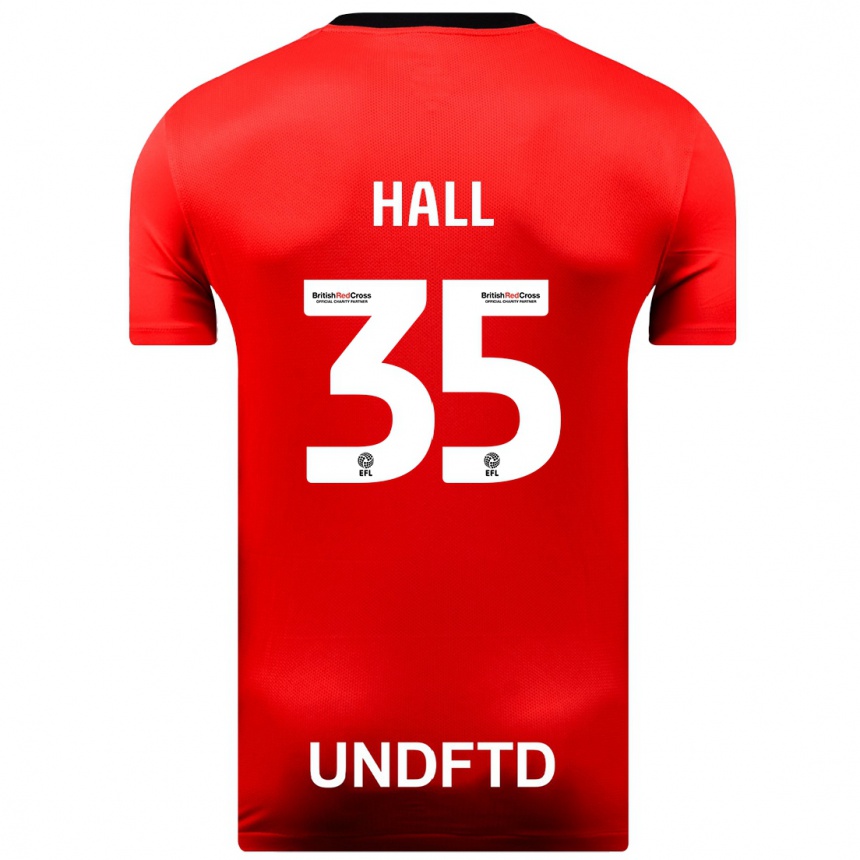 Herren Fußball George Hall #35 Rot Auswärtstrikot Trikot 2023/24 T-Shirt Luxemburg