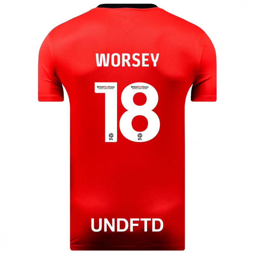 Herren Fußball Louanne Worsey #18 Rot Auswärtstrikot Trikot 2023/24 T-Shirt Luxemburg