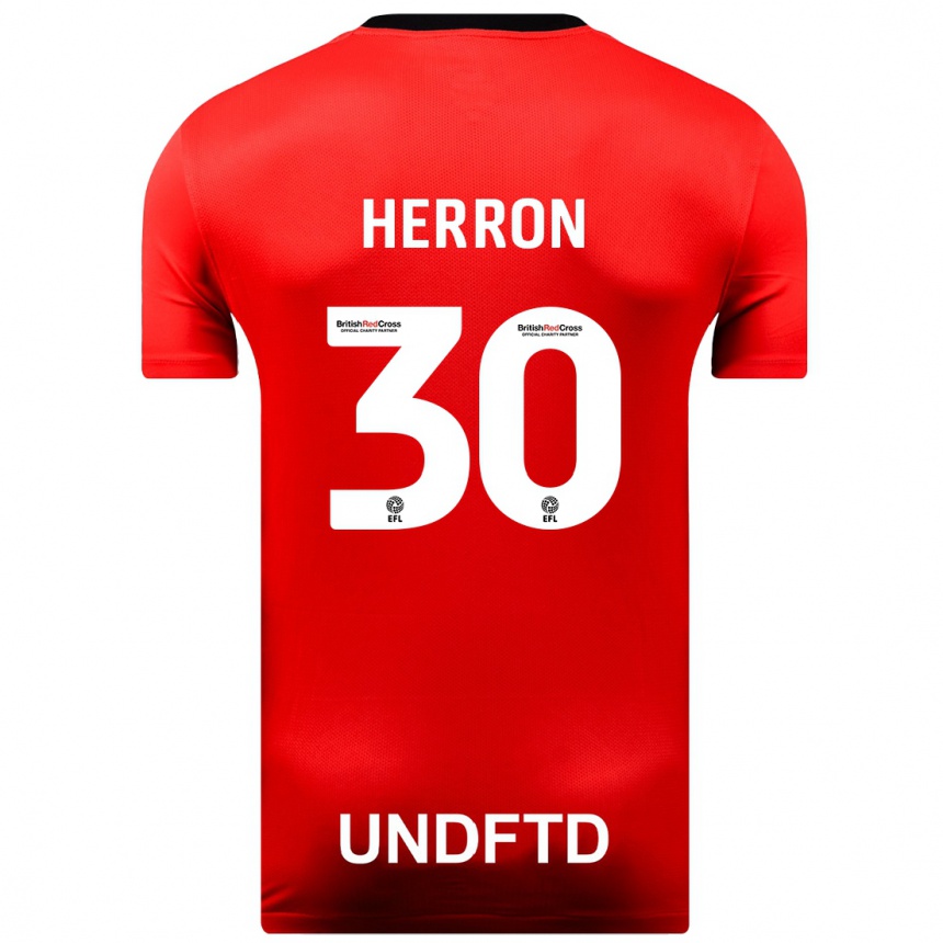 Herren Fußball Neve Herron #30 Rot Auswärtstrikot Trikot 2023/24 T-Shirt Luxemburg