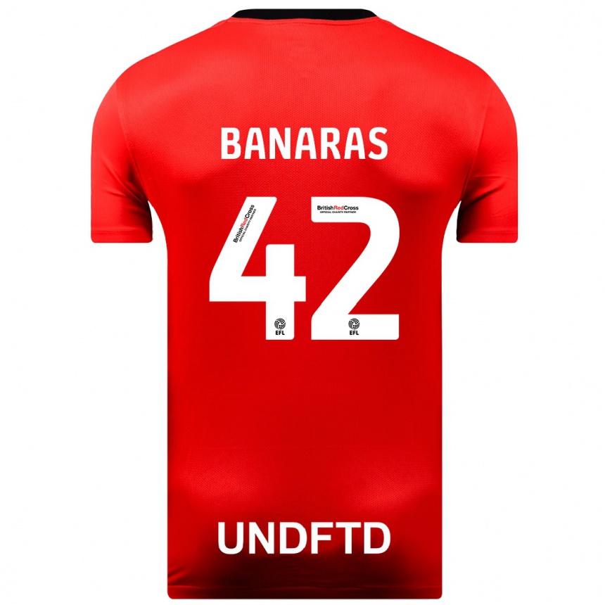 Herren Fußball Layla Banaras #42 Rot Auswärtstrikot Trikot 2023/24 T-Shirt Luxemburg