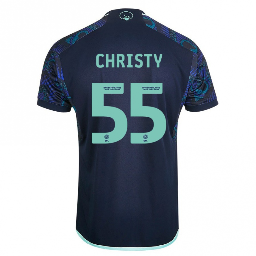Herren Fußball Harry Christy #55 Blau Auswärtstrikot Trikot 2023/24 T-Shirt Luxemburg