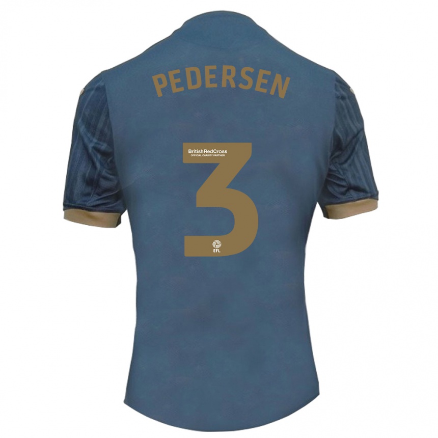 Herren Fußball Kristian Pedersen #3 Dunkles Blaugrün Auswärtstrikot Trikot 2023/24 T-Shirt Luxemburg