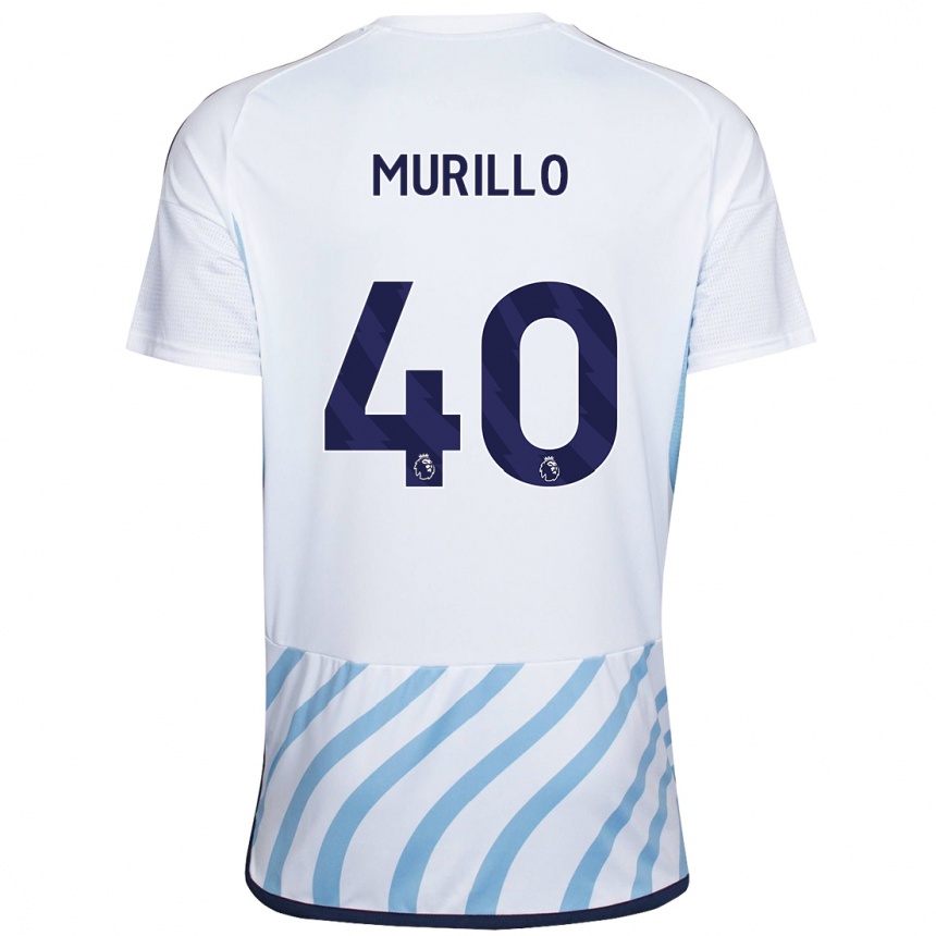 Herren Fußball Murillo #40 Weiß Blau Auswärtstrikot Trikot 2023/24 T-Shirt Luxemburg