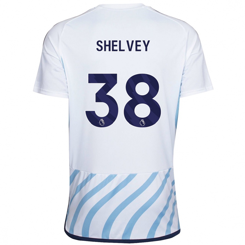 Herren Fußball George Shelvey #38 Weiß Blau Auswärtstrikot Trikot 2023/24 T-Shirt Luxemburg