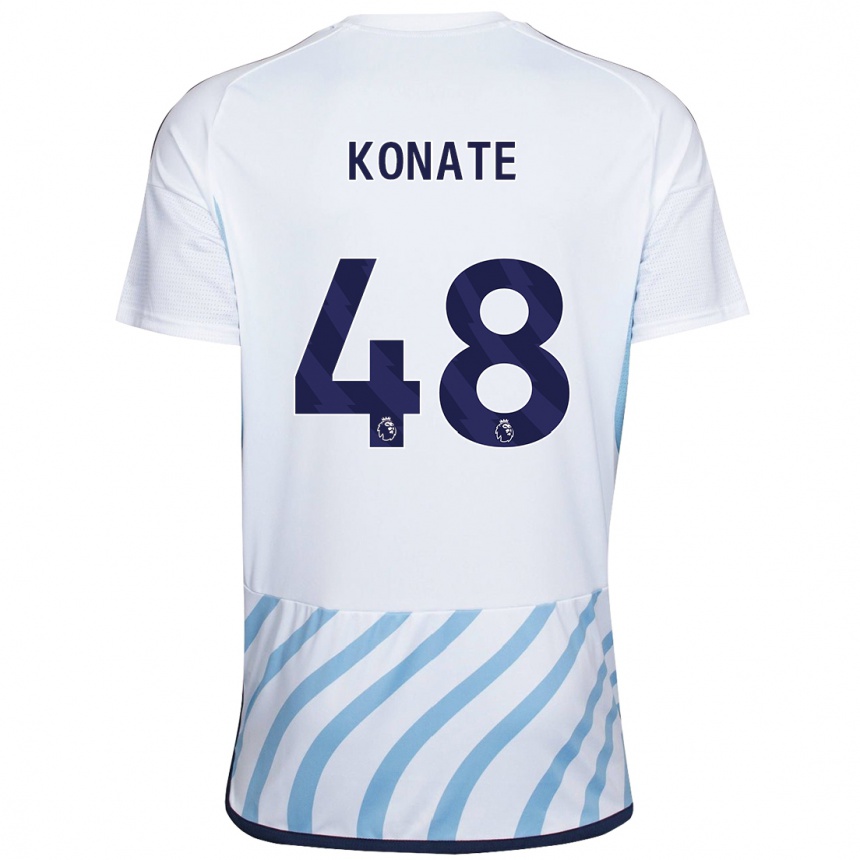 Herren Fußball Ateef Konaté #48 Weiß Blau Auswärtstrikot Trikot 2023/24 T-Shirt Luxemburg