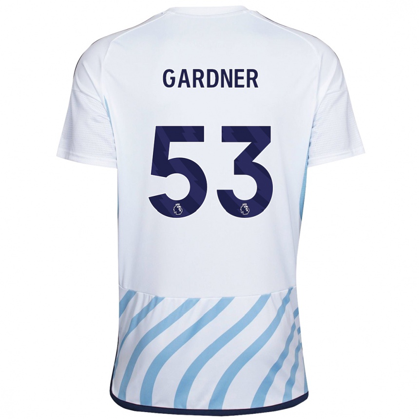 Herren Fußball Joe Gardner #53 Weiß Blau Auswärtstrikot Trikot 2023/24 T-Shirt Luxemburg