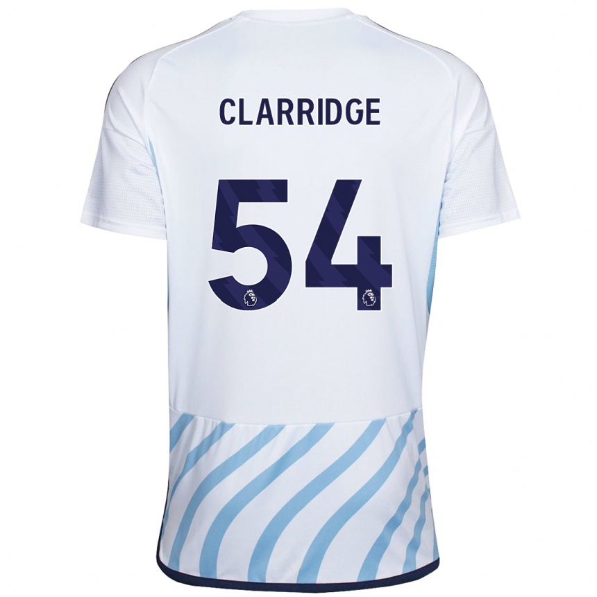 Herren Fußball James Clarridge #54 Weiß Blau Auswärtstrikot Trikot 2023/24 T-Shirt Luxemburg