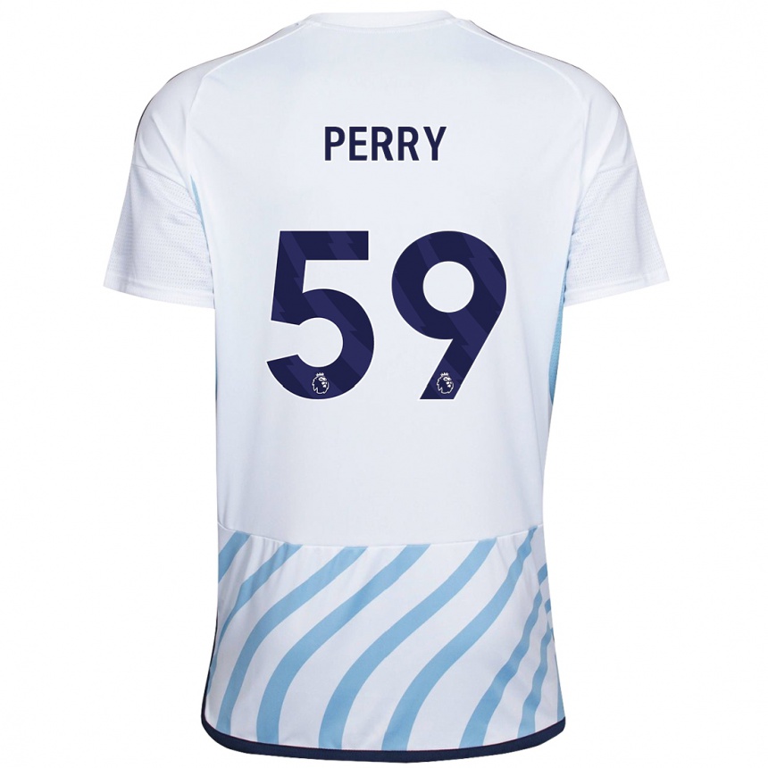 Herren Fußball Ben Perry #59 Weiß Blau Auswärtstrikot Trikot 2023/24 T-Shirt Luxemburg