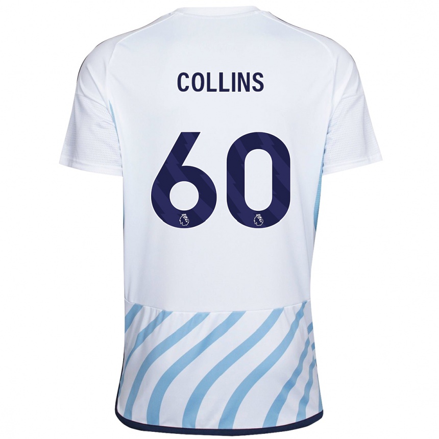 Herren Fußball Sam Collins #60 Weiß Blau Auswärtstrikot Trikot 2023/24 T-Shirt Luxemburg