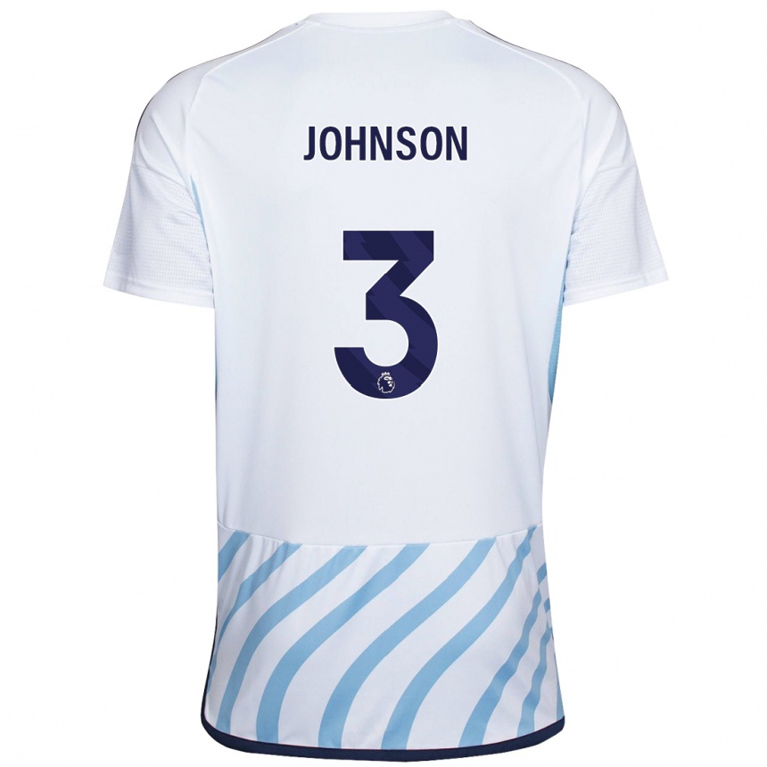 Herren Fußball Nat Johnson #3 Weiß Blau Auswärtstrikot Trikot 2023/24 T-Shirt Luxemburg