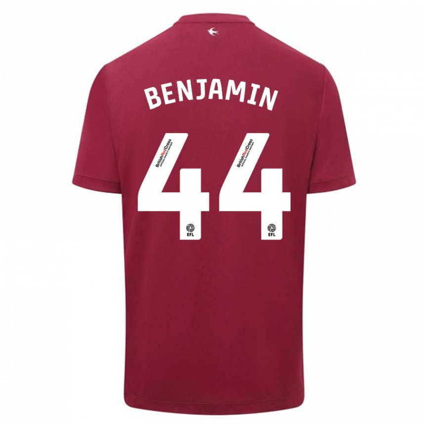 Herren Fußball Xavier Benjamin #44 Rot Auswärtstrikot Trikot 2023/24 T-Shirt Luxemburg