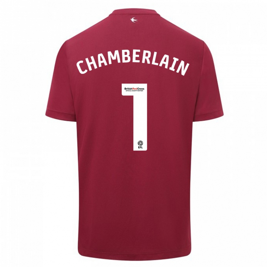 Herren Fußball Ceryn Chamberlain #1 Rot Auswärtstrikot Trikot 2023/24 T-Shirt Luxemburg