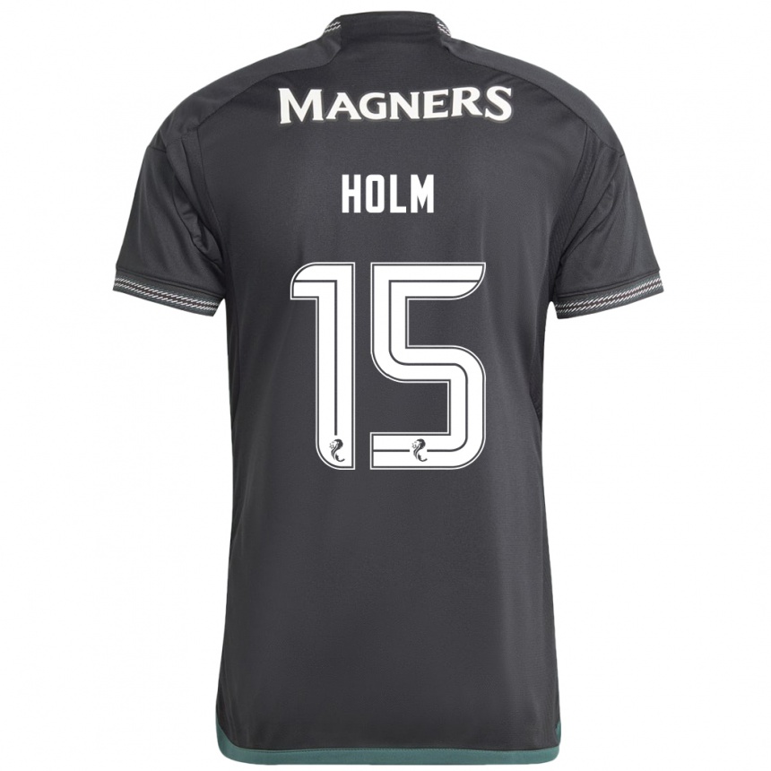 Herren Fußball Odin Thiago Holm #15 Schwarz Auswärtstrikot Trikot 2023/24 T-Shirt Luxemburg