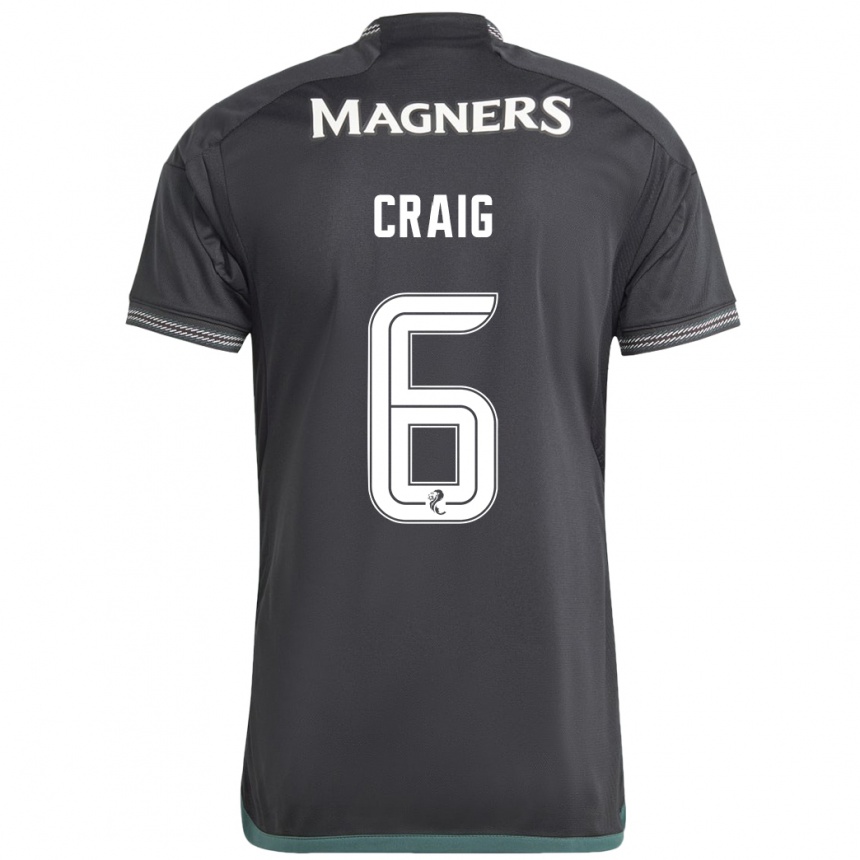 Herren Fußball Chloe Craig #6 Schwarz Auswärtstrikot Trikot 2023/24 T-Shirt Luxemburg