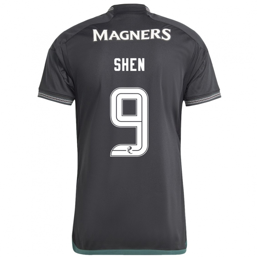 Herren Fußball Shen Mengyu #9 Schwarz Auswärtstrikot Trikot 2023/24 T-Shirt Luxemburg