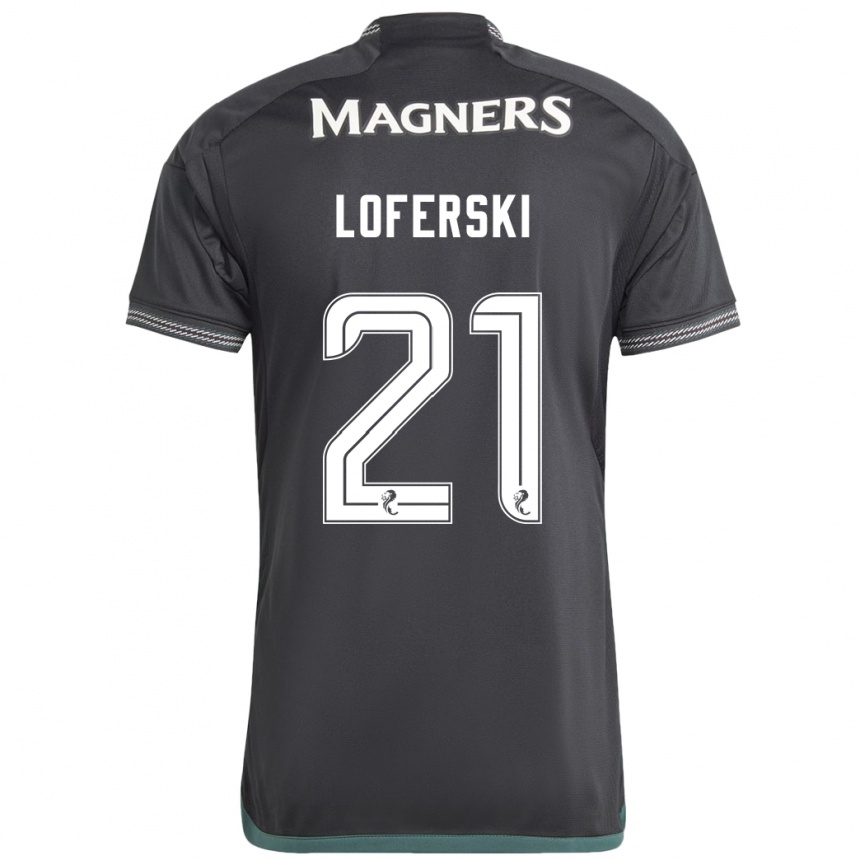 Herren Fußball Kit Loferski #21 Schwarz Auswärtstrikot Trikot 2023/24 T-Shirt Luxemburg