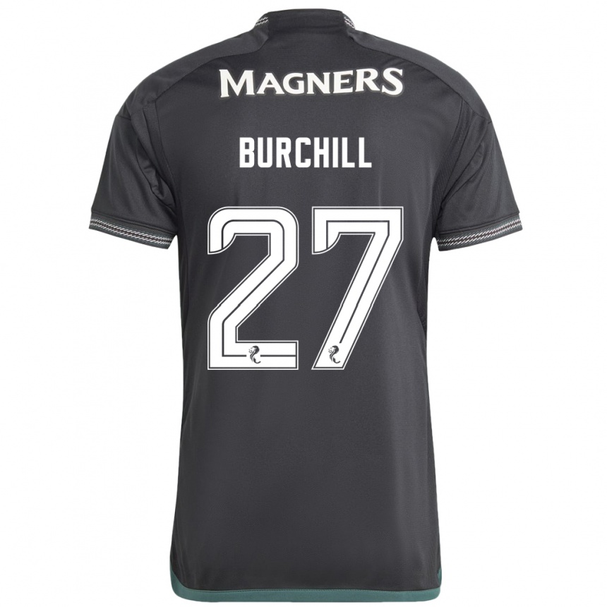 Herren Fußball Tiree Burchill #27 Schwarz Auswärtstrikot Trikot 2023/24 T-Shirt Luxemburg