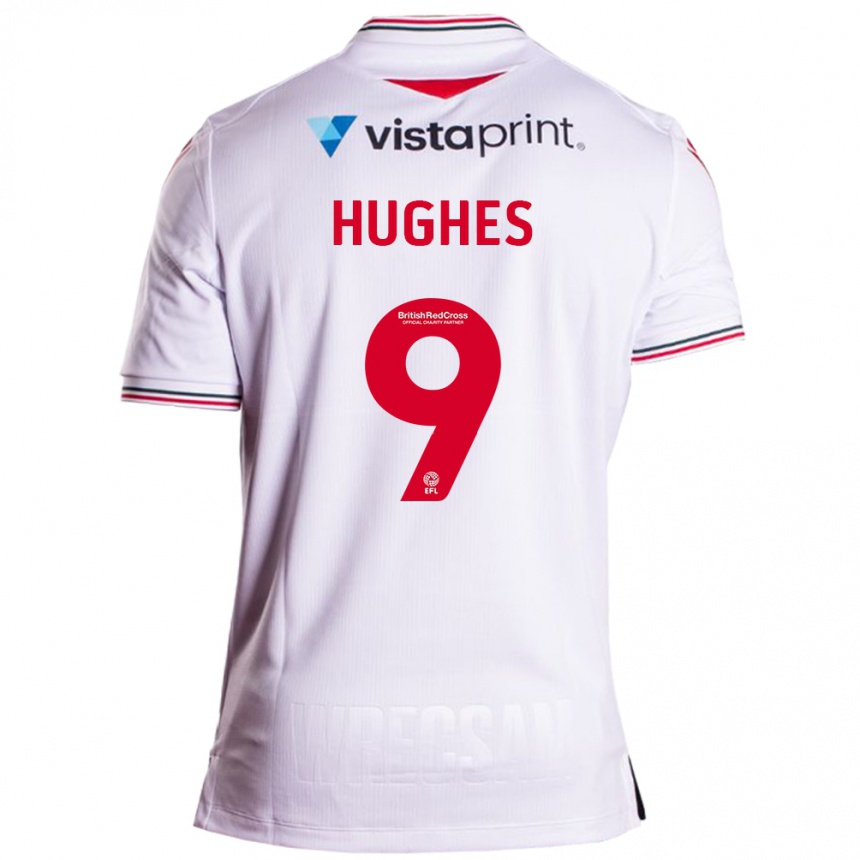 Herren Fußball Rosie Hughes #9 Weiß Auswärtstrikot Trikot 2023/24 T-Shirt Luxemburg