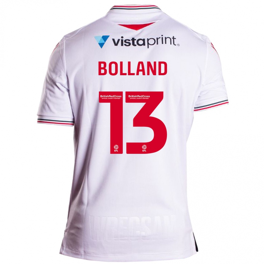 Herren Fußball Charlotte Bolland #13 Weiß Auswärtstrikot Trikot 2023/24 T-Shirt Luxemburg