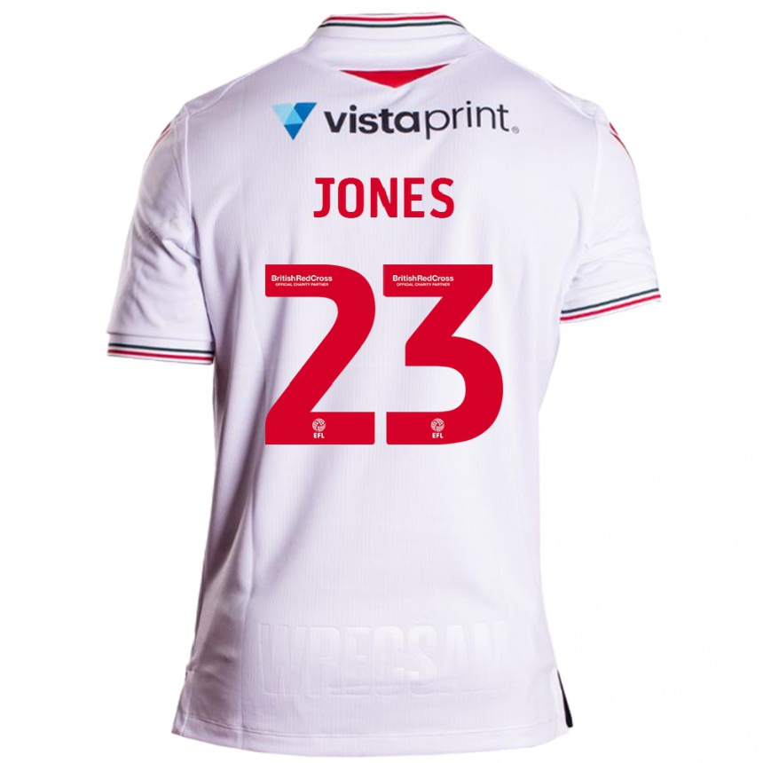 Herren Fußball Ruby Jones #23 Weiß Auswärtstrikot Trikot 2023/24 T-Shirt Luxemburg