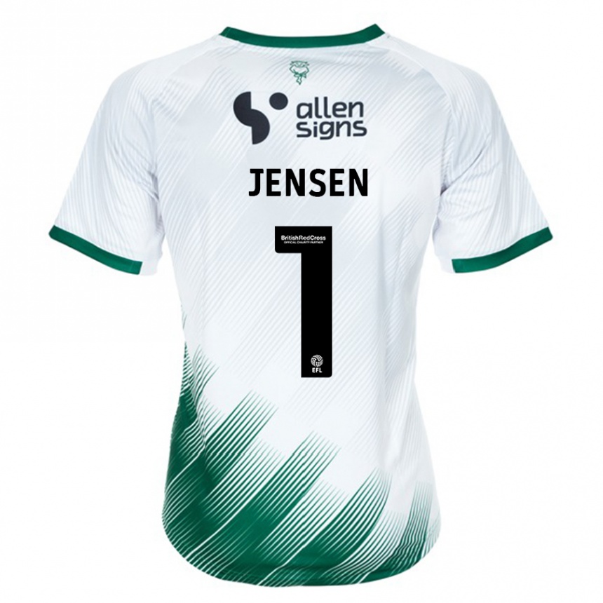 Herren Fußball Lukas Jensen #1 Weiß Auswärtstrikot Trikot 2023/24 T-Shirt Luxemburg