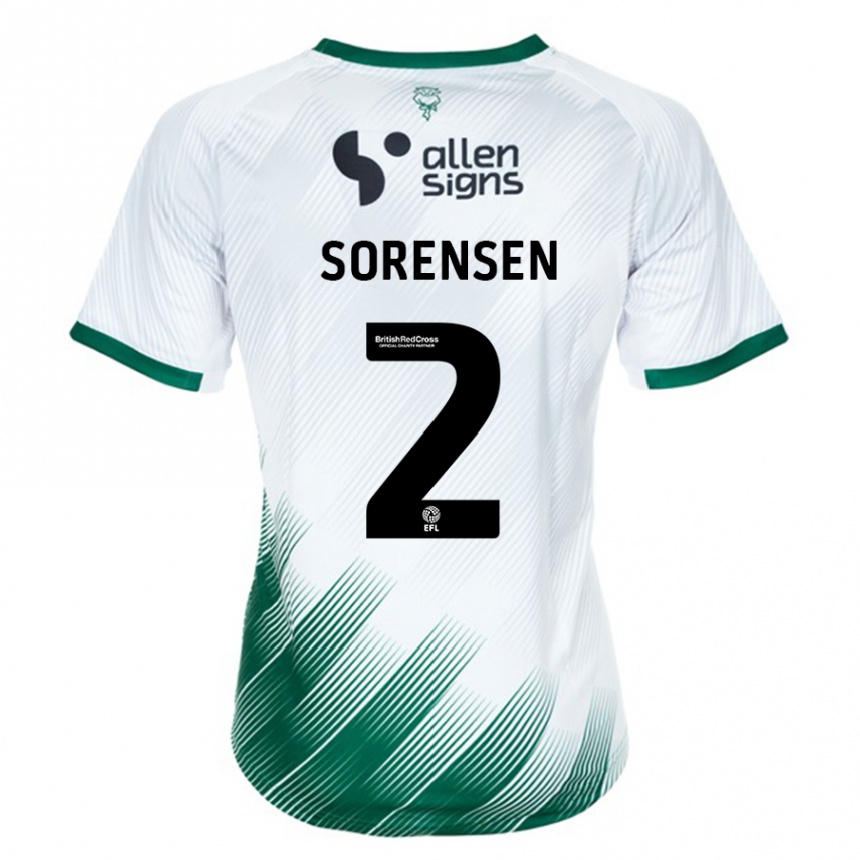 Herren Fußball Lasse Sörensen #2 Weiß Auswärtstrikot Trikot 2023/24 T-Shirt Luxemburg