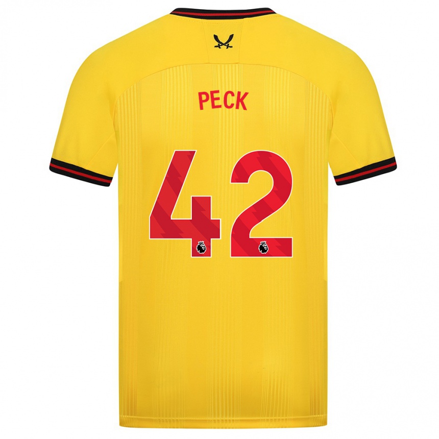 Herren Fußball Sydie Peck #42 Gelb Auswärtstrikot Trikot 2023/24 T-Shirt Luxemburg