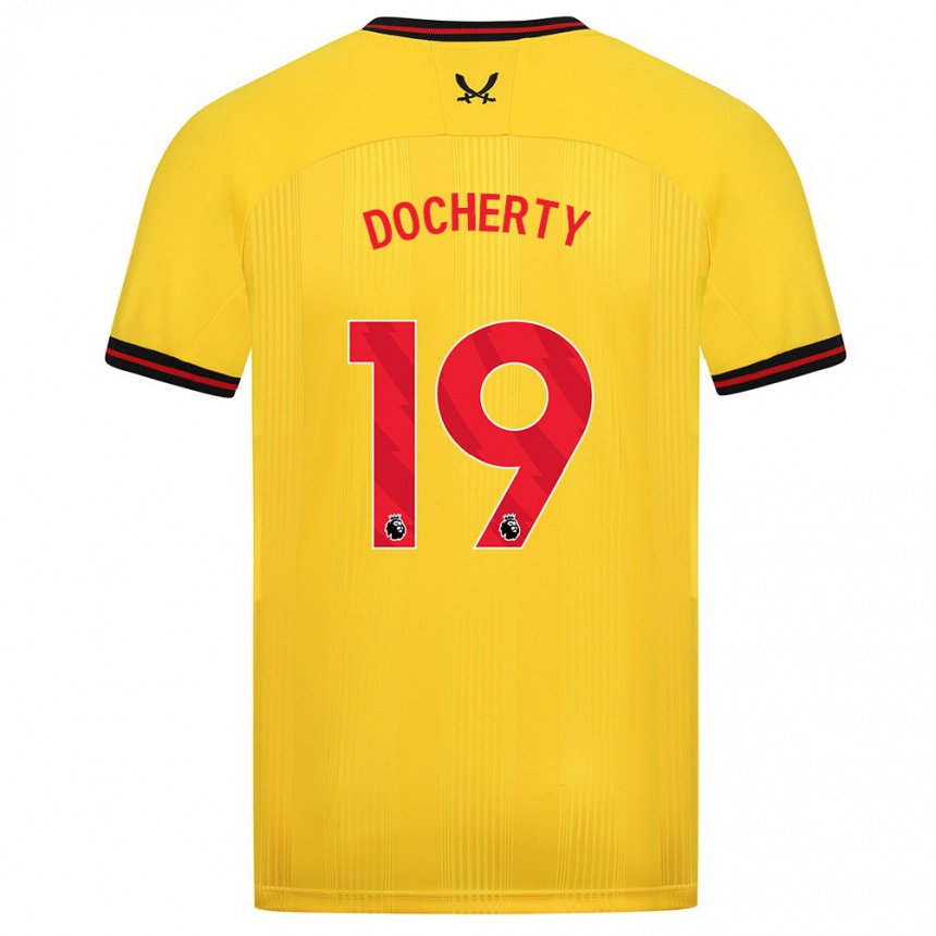 Herren Fußball Charley Docherty #19 Gelb Auswärtstrikot Trikot 2023/24 T-Shirt Luxemburg