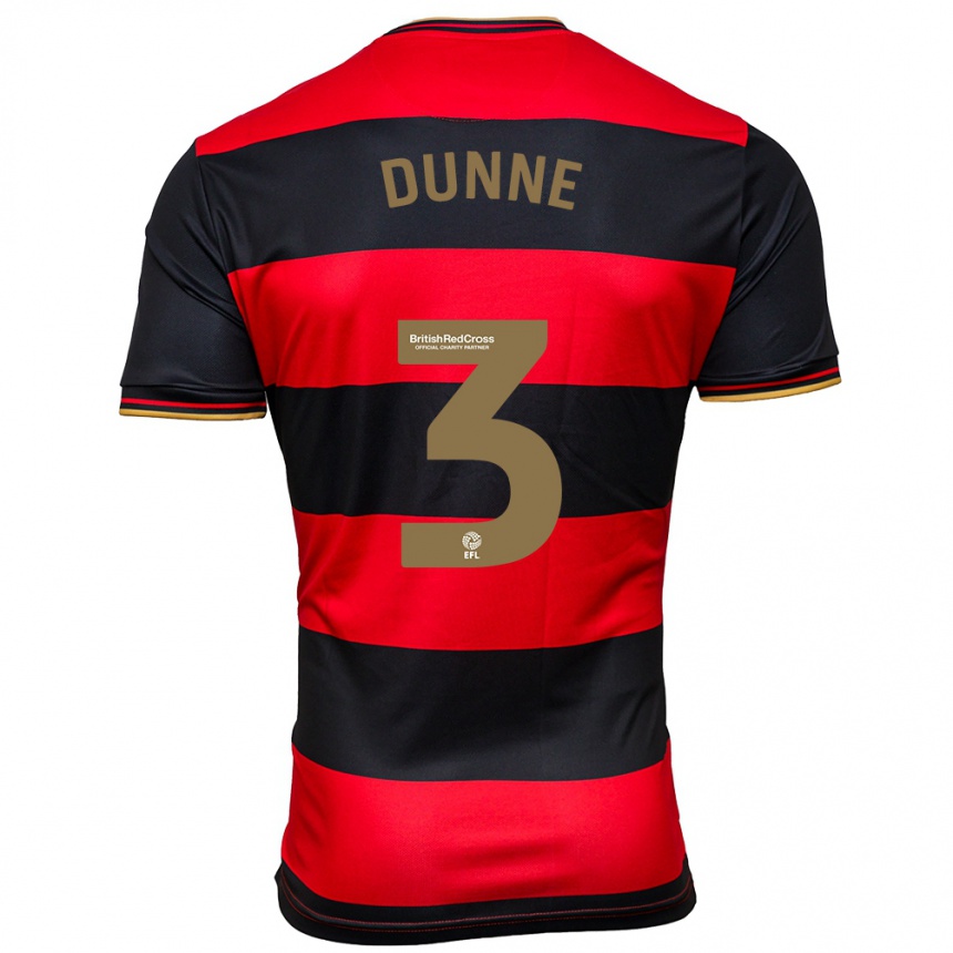 Herren Fußball Jimmy Dunne #3 Schwarz Rot Auswärtstrikot Trikot 2023/24 T-Shirt Luxemburg