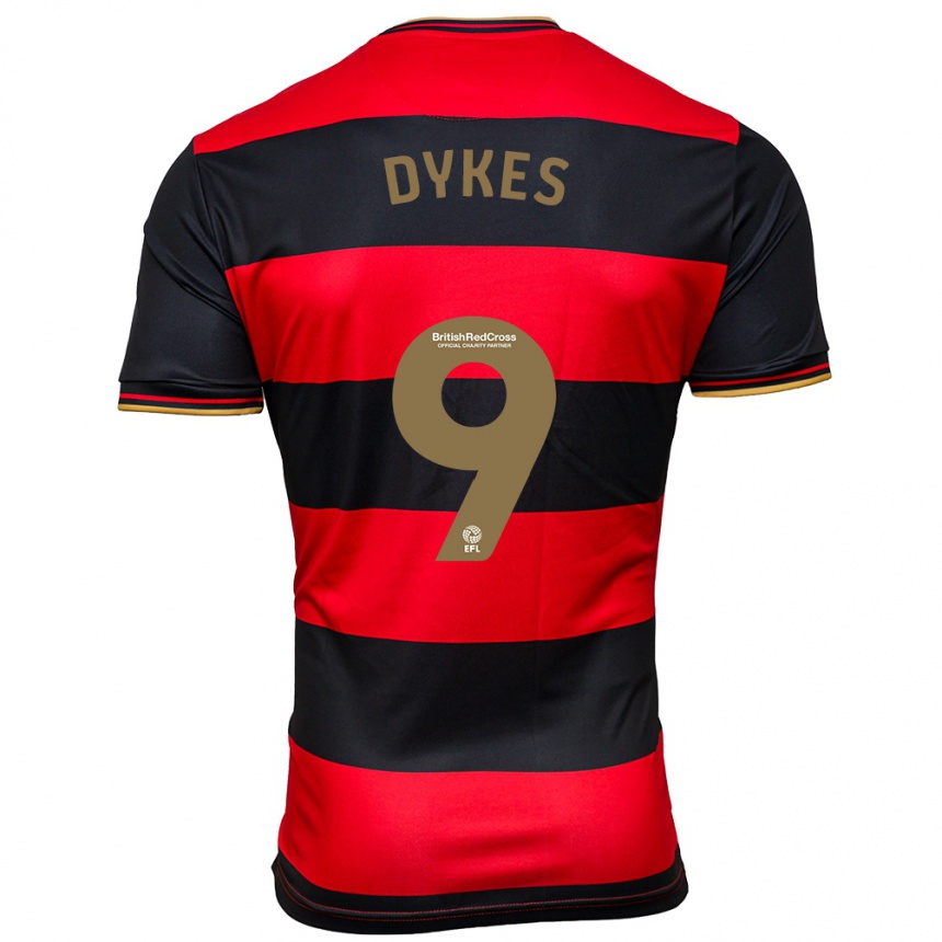 Herren Fußball Lyndon Dykes #9 Schwarz Rot Auswärtstrikot Trikot 2023/24 T-Shirt Luxemburg