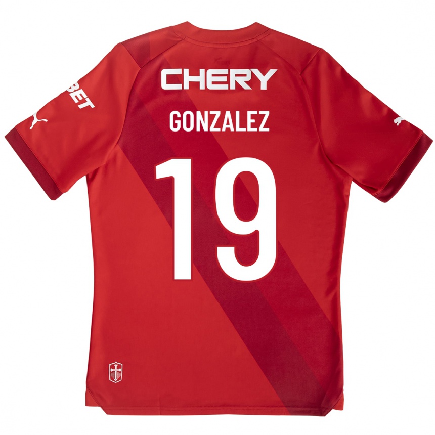 Herren Fußball Bryan González #19 Rot Auswärtstrikot Trikot 2023/24 T-Shirt Luxemburg