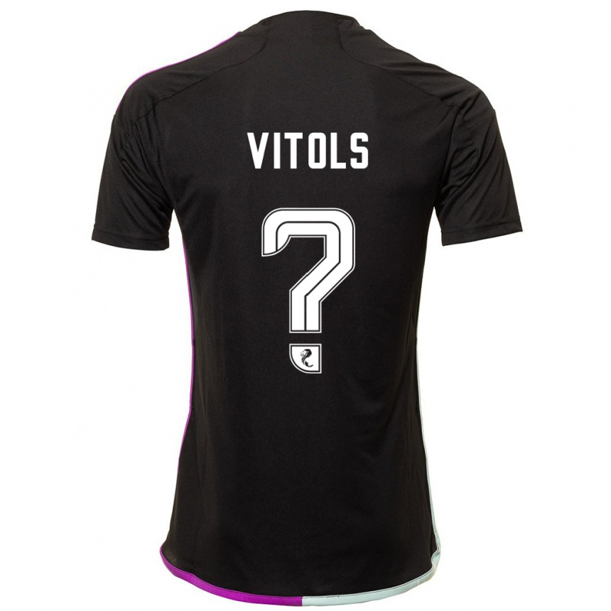 Herren Fußball Rodrigo Vitols #0 Schwarz Auswärtstrikot Trikot 2023/24 T-Shirt Luxemburg