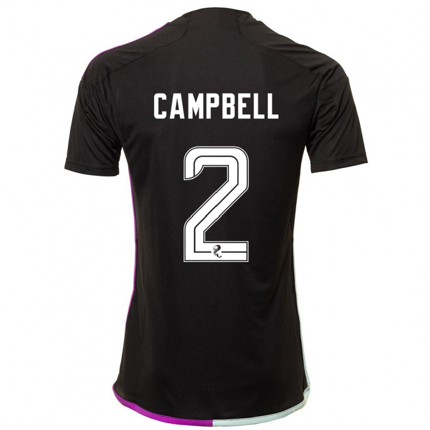 Herren Fußball Loren Campbell #2 Schwarz Auswärtstrikot Trikot 2023/24 T-Shirt Luxemburg