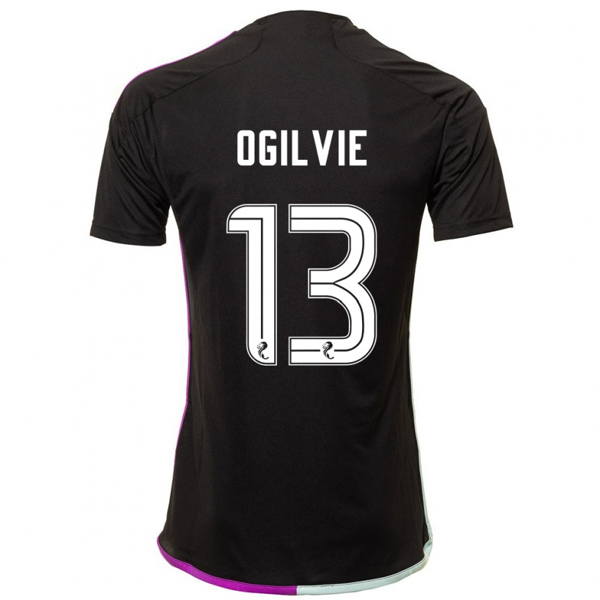 Herren Fußball Francesca Ogilvie #13 Schwarz Auswärtstrikot Trikot 2023/24 T-Shirt Luxemburg