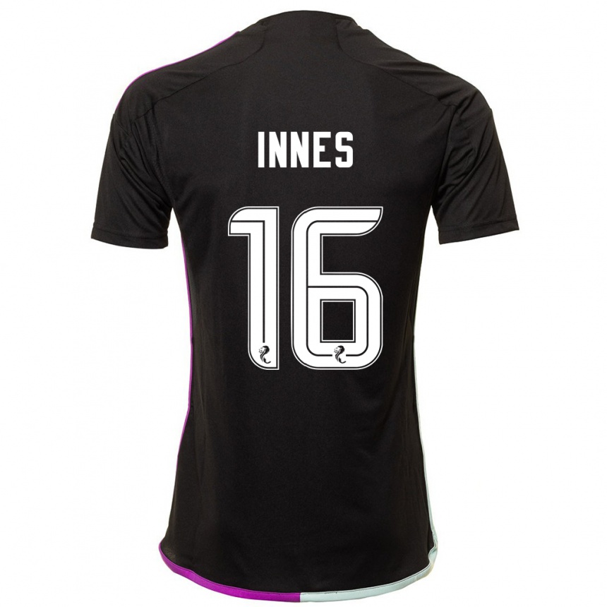 Herren Fußball Hannah Innes #16 Schwarz Auswärtstrikot Trikot 2023/24 T-Shirt Luxemburg