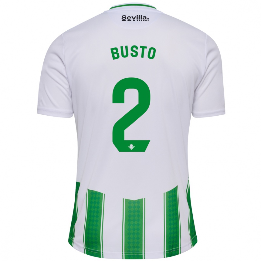 Damen Fußball Pablo Busto #2 Weiß Heimtrikot Trikot 2023/24 T-Shirt Luxemburg