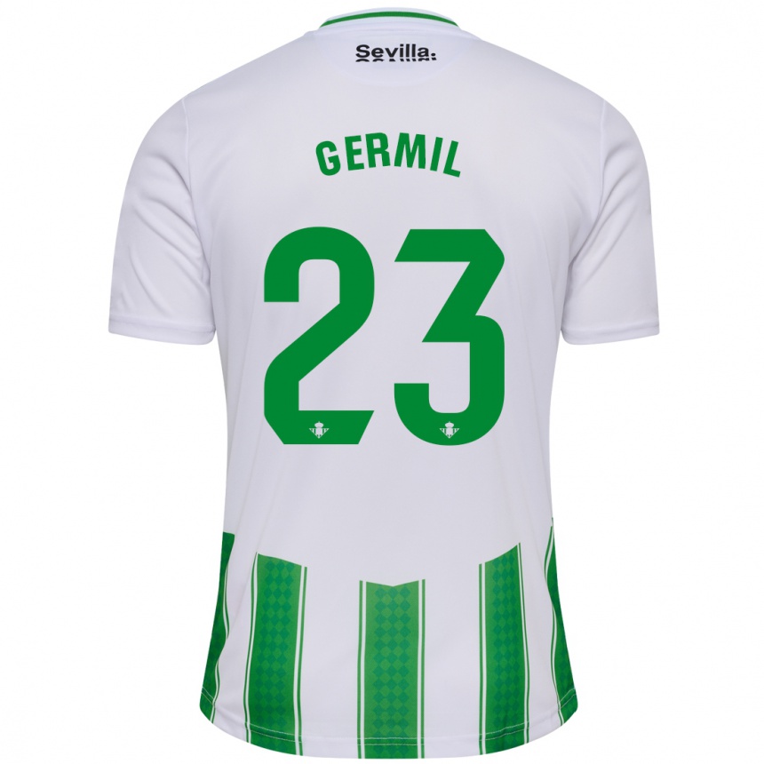 Damen Fußball Darío Germil #23 Weiß Heimtrikot Trikot 2023/24 T-Shirt Luxemburg