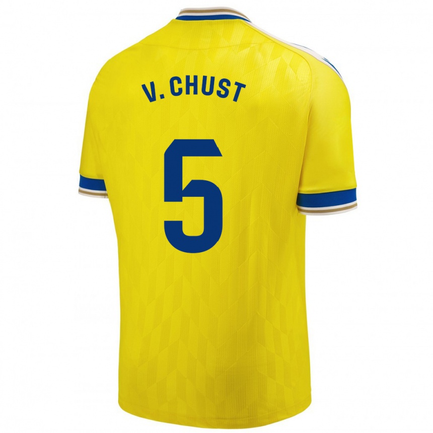 Damen Fußball Víctor Chust #5 Gelb Heimtrikot Trikot 2023/24 T-Shirt Luxemburg