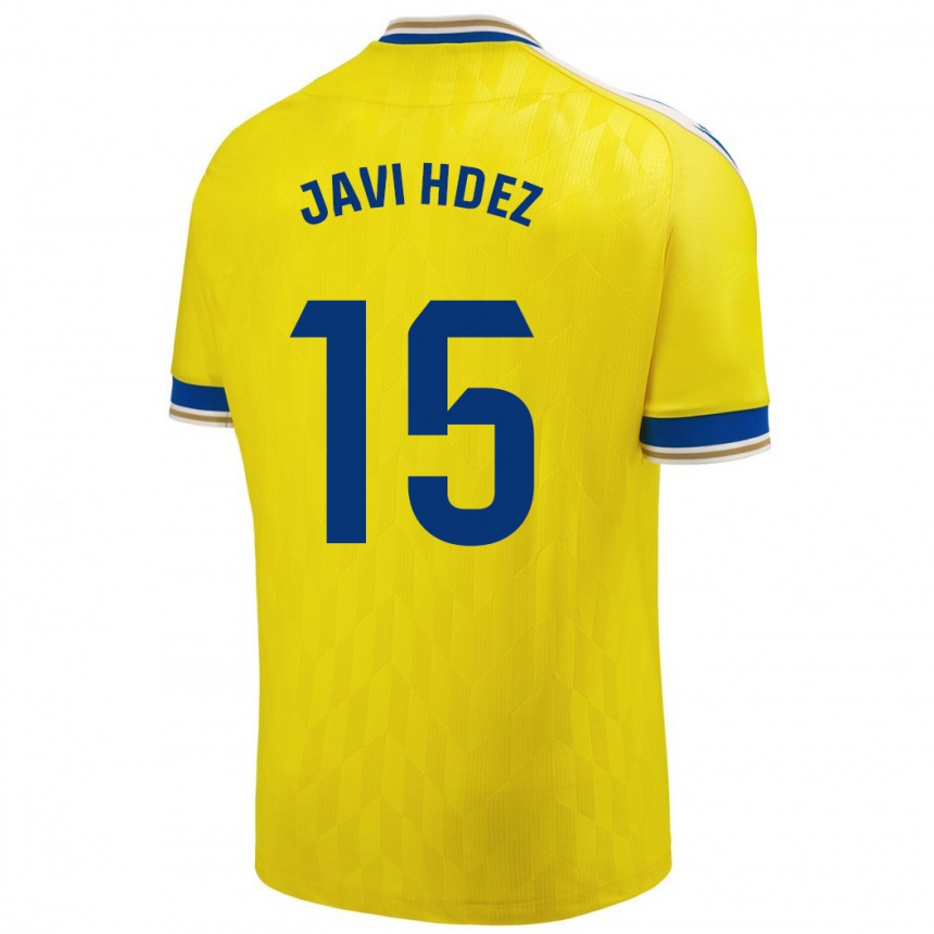 Damen Fußball Javi Hernández #15 Gelb Heimtrikot Trikot 2023/24 T-Shirt Luxemburg