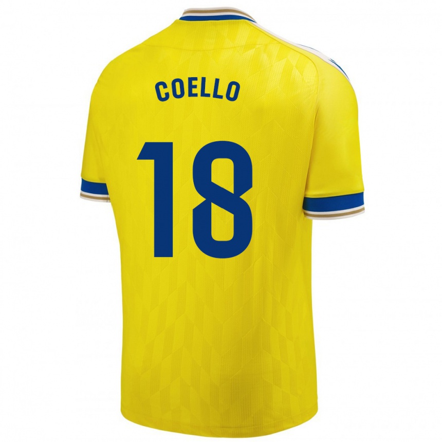 Damen Fußball María Del Carmen Coello Vidal #18 Gelb Heimtrikot Trikot 2023/24 T-Shirt Luxemburg
