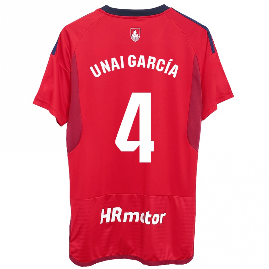 Damen Fußball Unai García #4 Rot Heimtrikot Trikot 2023/24 T-Shirt Luxemburg