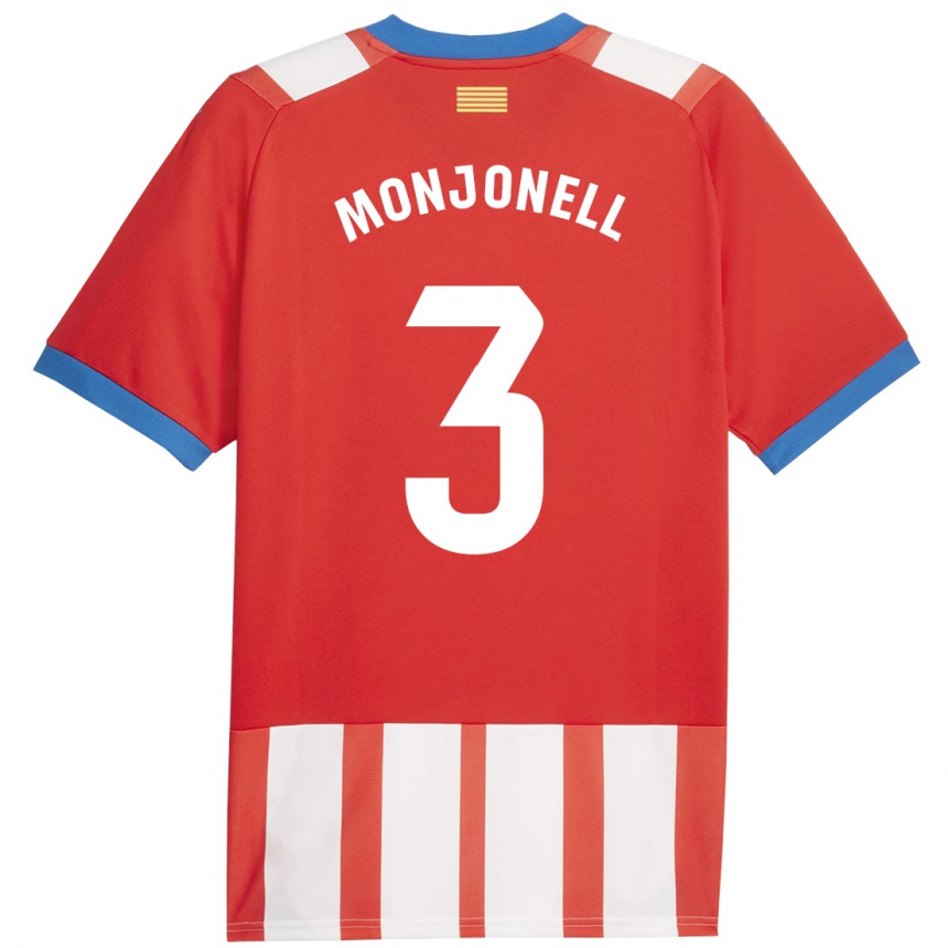 Damen Fußball Eric Monjonell #3 Rot-Weiss Heimtrikot Trikot 2023/24 T-Shirt Luxemburg