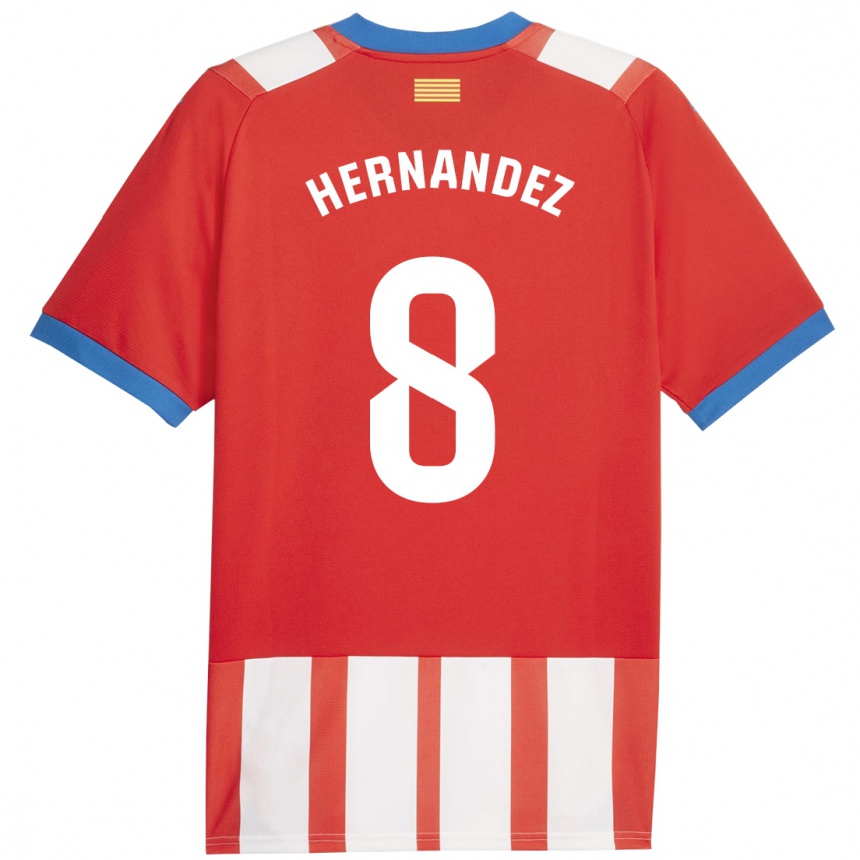 Damen Fußball Sofia Hernández #8 Rot-Weiss Heimtrikot Trikot 2023/24 T-Shirt Luxemburg