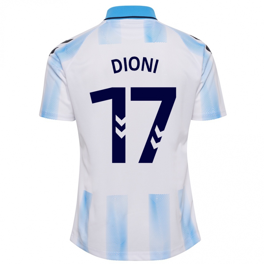 Damen Fußball Dioni #17 Weiß Blau Heimtrikot Trikot 2023/24 T-Shirt Luxemburg