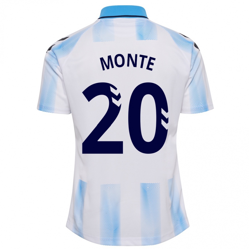 Damen Fußball Nélson Monte #20 Weiß Blau Heimtrikot Trikot 2023/24 T-Shirt Luxemburg