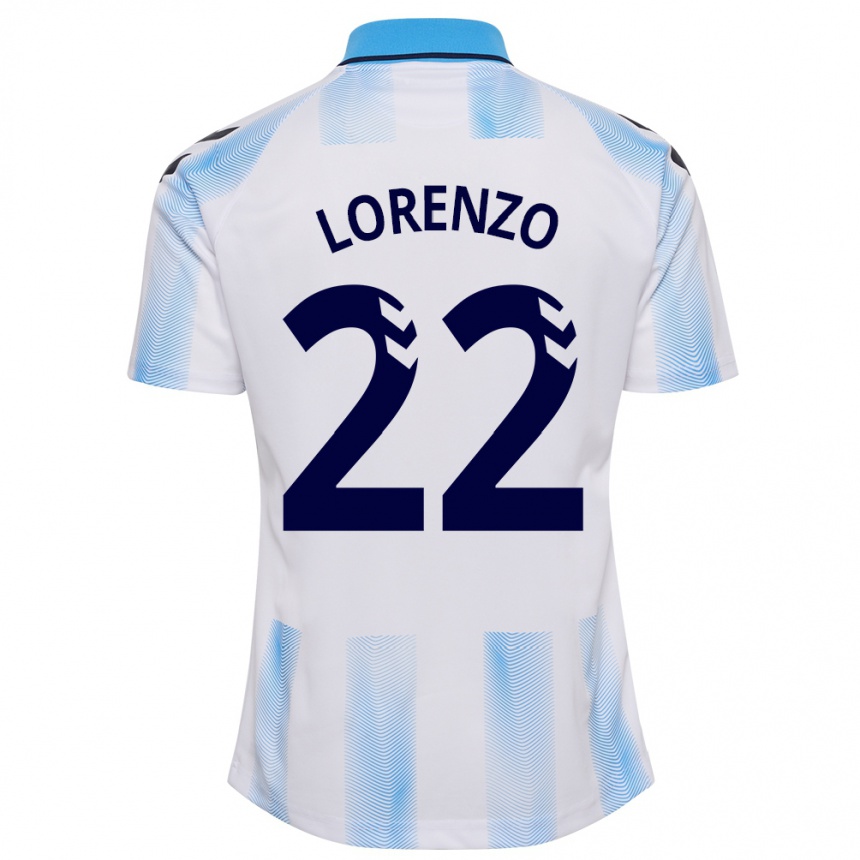 Damen Fußball Dani Lorenzo #22 Weiß Blau Heimtrikot Trikot 2023/24 T-Shirt Luxemburg