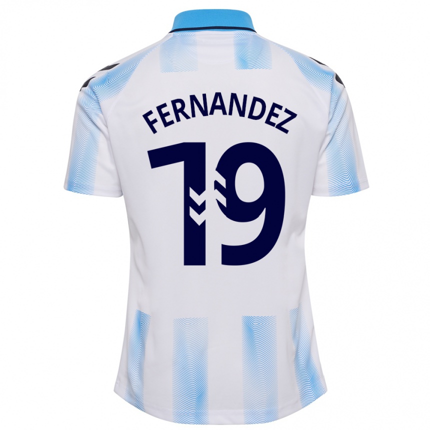Damen Fußball Raúl Fernández #19 Weiß Blau Heimtrikot Trikot 2023/24 T-Shirt Luxemburg